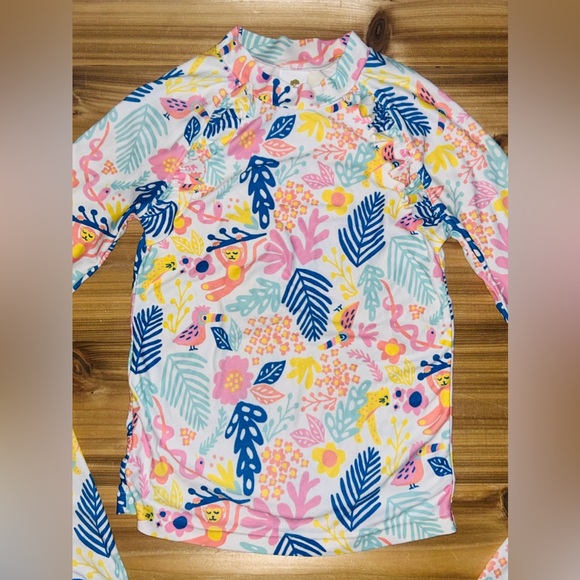 Tucker + Tate Long Sleeve Swim Shirt Girls size 7  Floral Birds Monkey - Picture 6 of 8